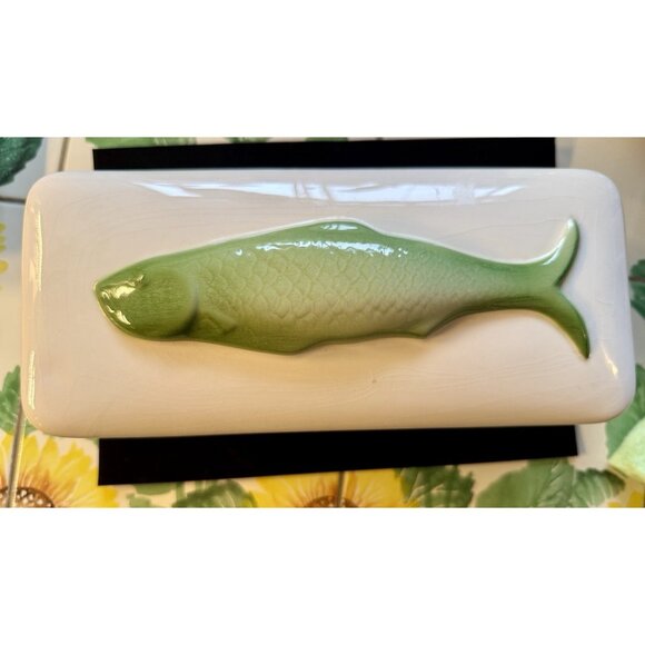 Villeroy & Boch Fish Cooker Canister Rectangle Lidded Container Green Fish - Picture 14 of 16